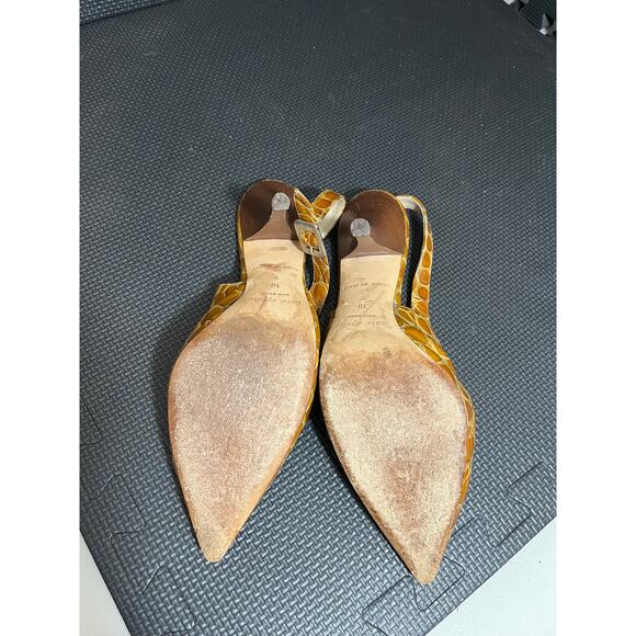 Kate Spade Snake Croc Print Slingback Leather Heels Sz 10B Pumps Made in Italy - Picture 8 of 11